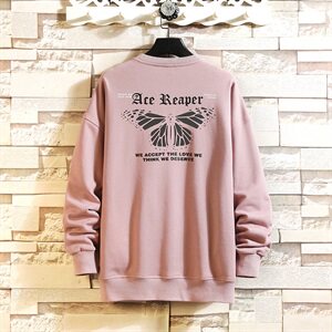 【】A003-HW3128-P50新款后背蝴蝶印花圆领套头卫衣凹凸墙