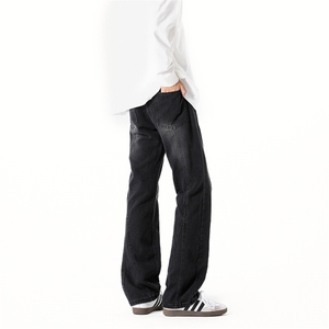 牛仔裤男款夏季美式潮牌修身弯刀微喇裤子图片