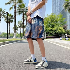 夏季五分裤民族风大花裤衩棉麻沙滩裤透气休闲短裤DK109，男装牛仔裤，星座1116A-1（原606A）