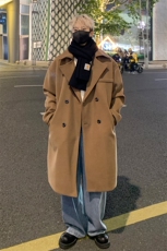 日系百搭毛呢大衣男中长款呢子风衣英伦雅痞男装外套MN9571/P100，男装毛呢大衣，电商B316