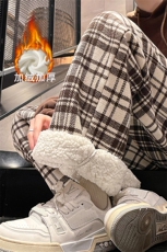 现货DSA059-ZK7946-P60加绒P70呢料加绒加厚格子阔腿直筒裤，男装休闲裤，电商A059