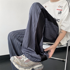 垂感冰丝阔腿裤男高街ins宽松褶皱休闲拖地长裤XZ514-2-1550-P48，男装休闲裤，星座514-2(原B239)