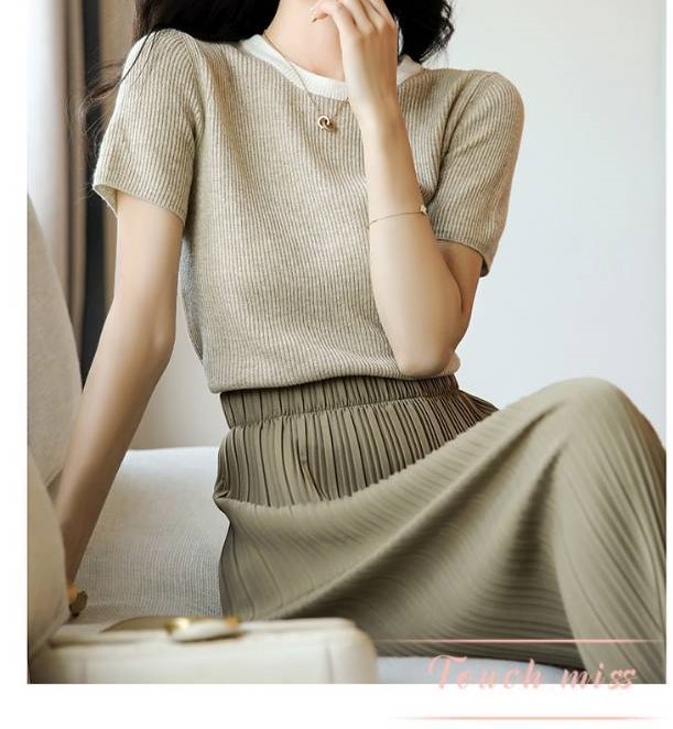 短袖女t恤小上衣夏季体恤2025年新款女洋气,女装T恤,沐策羊绒