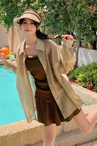 【现货】防晒衫+吊带+裙裤三件套套装2024夏季新款时尚百搭洋气潮图片