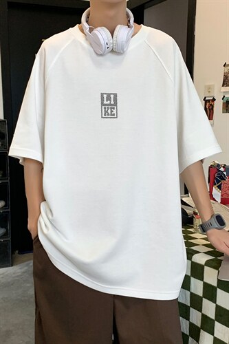 新款夏季短袖珠地面料宽松简约落肩男士T恤ZDY3409-P46，男装T恤，星座717