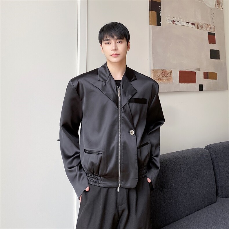 秋季新款潮牌飞行员西服夹克男短款小众设计感外套A345-609-P130,男装夹克,电商A345