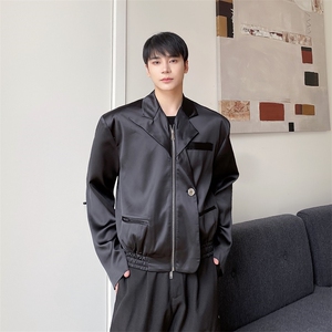 秋季新款潮牌飞行员西服夹克男短款小众设计感外套A345-609-P130图片