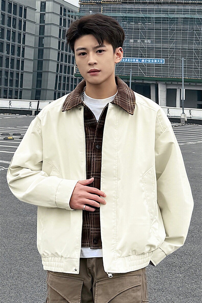 格子飞行夹克男春季假两件潮牌翻领棒球服大码外套A436-1802-P75,男装夹克,电商A436