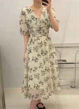 V领连衣裙，女装连衣裙，FMV(1F)