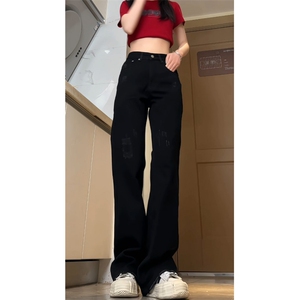 美式高街吊磨猫须水洗微喇牛仔裤-Z029#P65图片