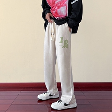 109-1秋冬麂皮绒字母发泡印花休闲抽绳长裤K98P45，男装休闲裤，星座109-1