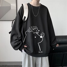 华夫格卫衣圆领卫衣男大码长袖t恤男外套HW76166-P30加绒款-P40，男装卫衣，电商A040