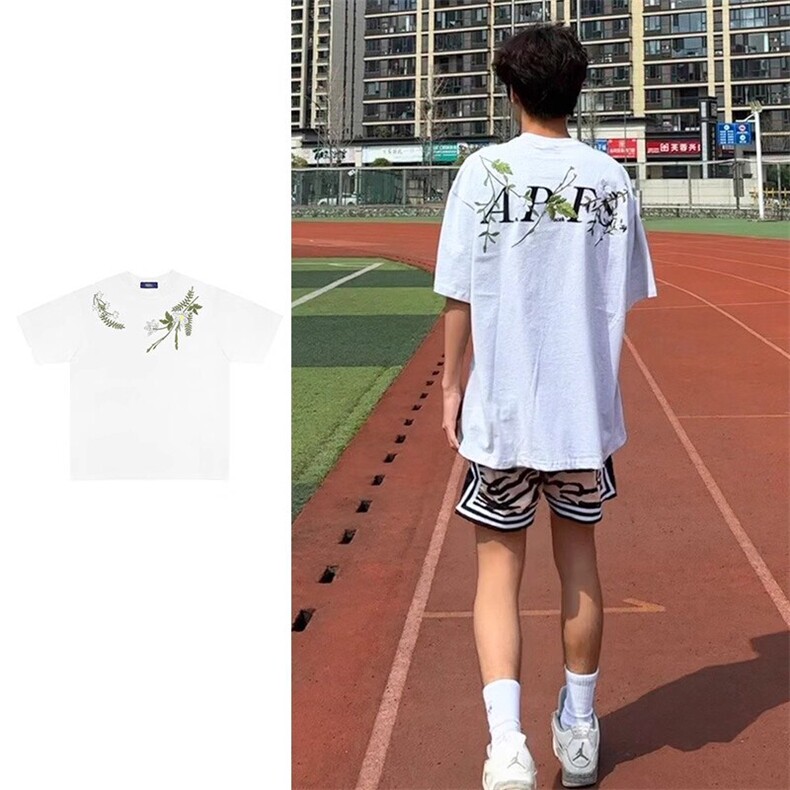 万针全刺绣工艺 高品质260克纯棉双纱美式宽松百搭短袖T恤 特P33图片