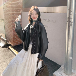 港风复古时尚黑色皮衣外套女2025春秋新款巨好看小个子机车服夹克图片