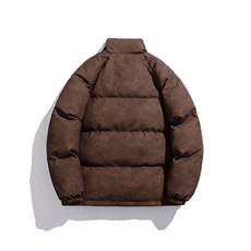 白底立领PU皮复古做旧面料金属飞机扣设计棉衣男MY77726P148控198，男装棉衣，星座227-7