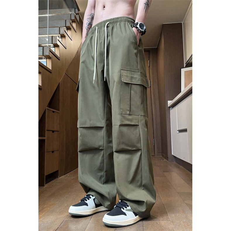 夏季薄款冰丝美式工装裤男宽松2025男士运动休闲长裤Q29100-P35,男装工装外套,星座610（原A335）