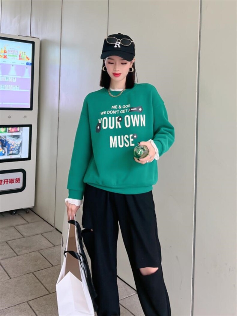冬季新款加绒卫衣,女装卫衣/绒衫,依诺阁
