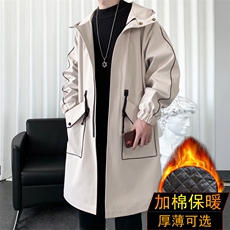 加绒加厚风衣男中长款大衣男棉衣男F080薄P105加棉P120爆景二，男装风衣，星座401