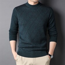 秋冬男士长袖羊毛毛衣男纯色圆领加厚针织上衣QLM77836-P190，男装针织衫/毛衣，电商B212（原钱塘6029）
