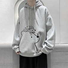 WY2166-P35加绒款-P40纯棉连帽卫衣男大码运动帽衫宽松薄外套男，男装卫衣，电商A040
