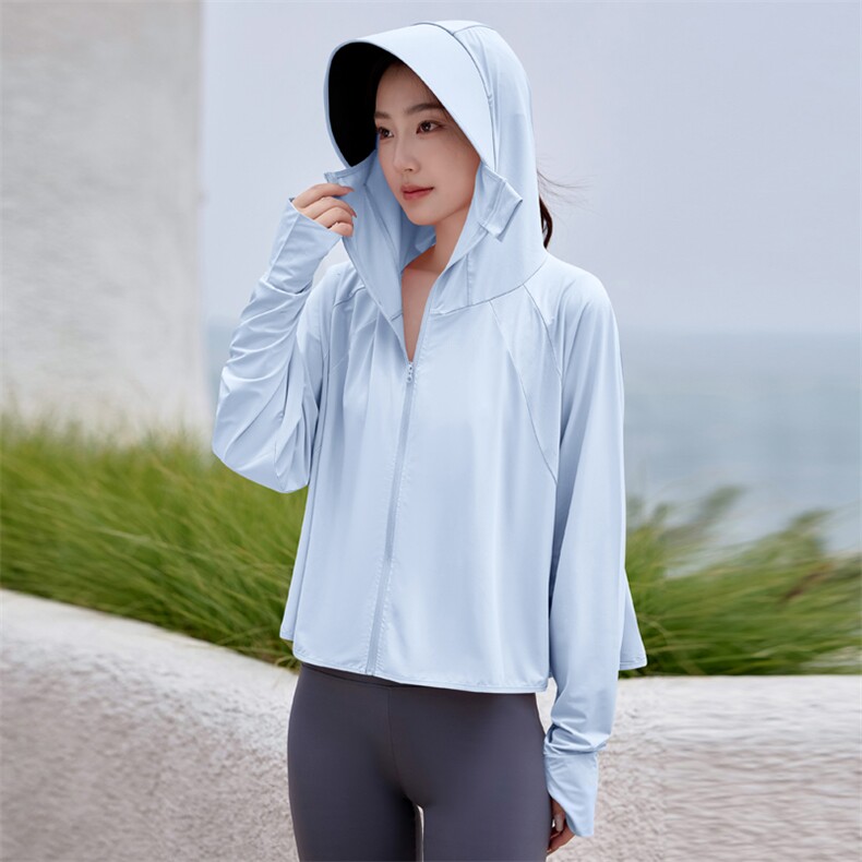 薄款防晒衣女夏2025新款黑胶帽檐原纱冰丝防紫外线透气防晒服披肩,女装防晒衣,韩蔻秀