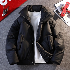 立领PU皮棉服宽松休闲百搭高级感棉衣纯色保暖外套MD8808-特价P70，男装棉衣，电商A007