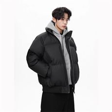 现货高品质重磅工艺美式高街假两件PU皮棉衣男女加厚棉服外套，男装棉衣，电商A486-1
