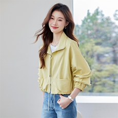正品2025新款依尚街区短款长袖短外套女百搭休闲，女装风衣，微微衣阁