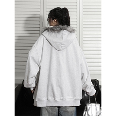 美式复古毛领情侣连帽拉链开衫卫衣秋冬女潮高级感外套D367P88，女装短外套，电商A335-1（原A458）