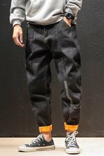 2019冬季新马切达男日系线条加绒刺绣纯色牛仔裤大码K0981-P60，男装牛仔裤，电商A001