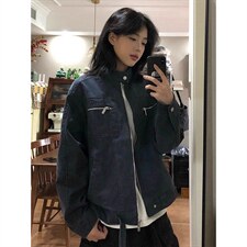 26春装高品质老钱风立领夹克外套男女美式潮牌拉链工装风宽松上衣，男装夹克，电商A486