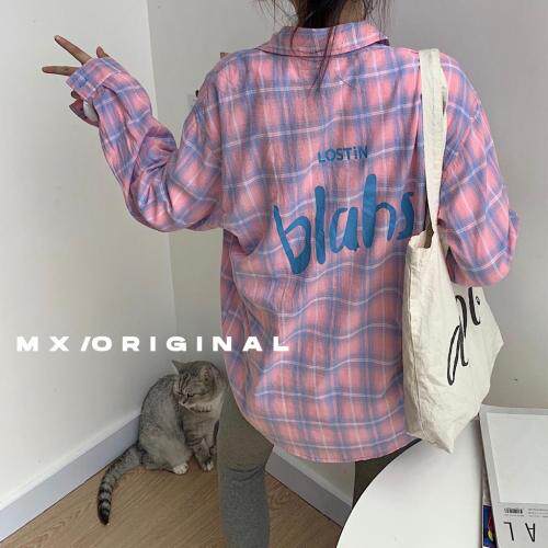 【现货】2021-春-彩色格纹衬衫，女装衬衫，墨写