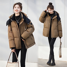 现货羽绒服女2024年冬季新款女装时尚休闲拼接撞色冬季保暖外套，女装羽绒服，关键词