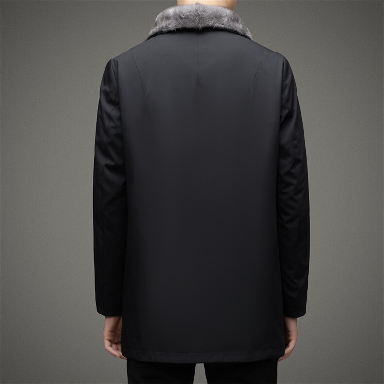 DLSN8813冬季新款男士派克服水貂内胆皮草中长款风衣P1550,男装风衣,电商B360A（原721A）