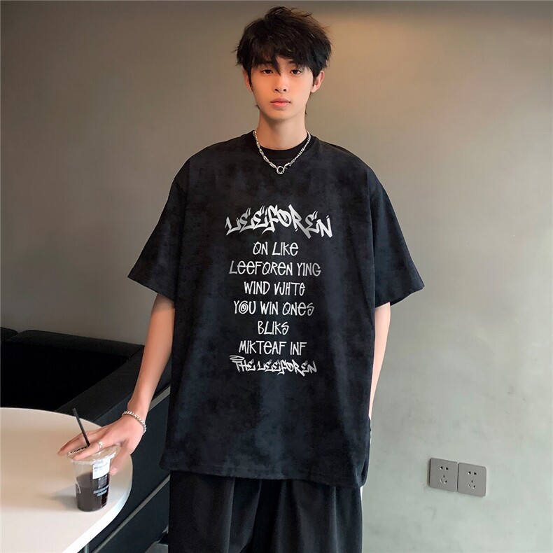 夏季透气舒适吊染潮牌复古宽松重磅高级男女同款短袖T恤T260-P38,男装T恤,电商C307