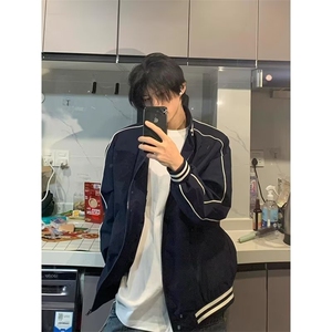 现货春秋季夹克外套新款夹克中性休闲外套男女休闲百搭运动外套图片