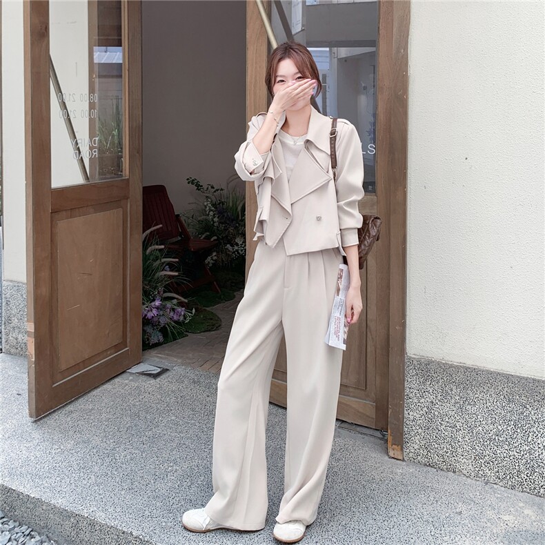 大货在店2C206-L576-P195-K288短外套+阔腿裤两件套,女装套装/套裙,2C206