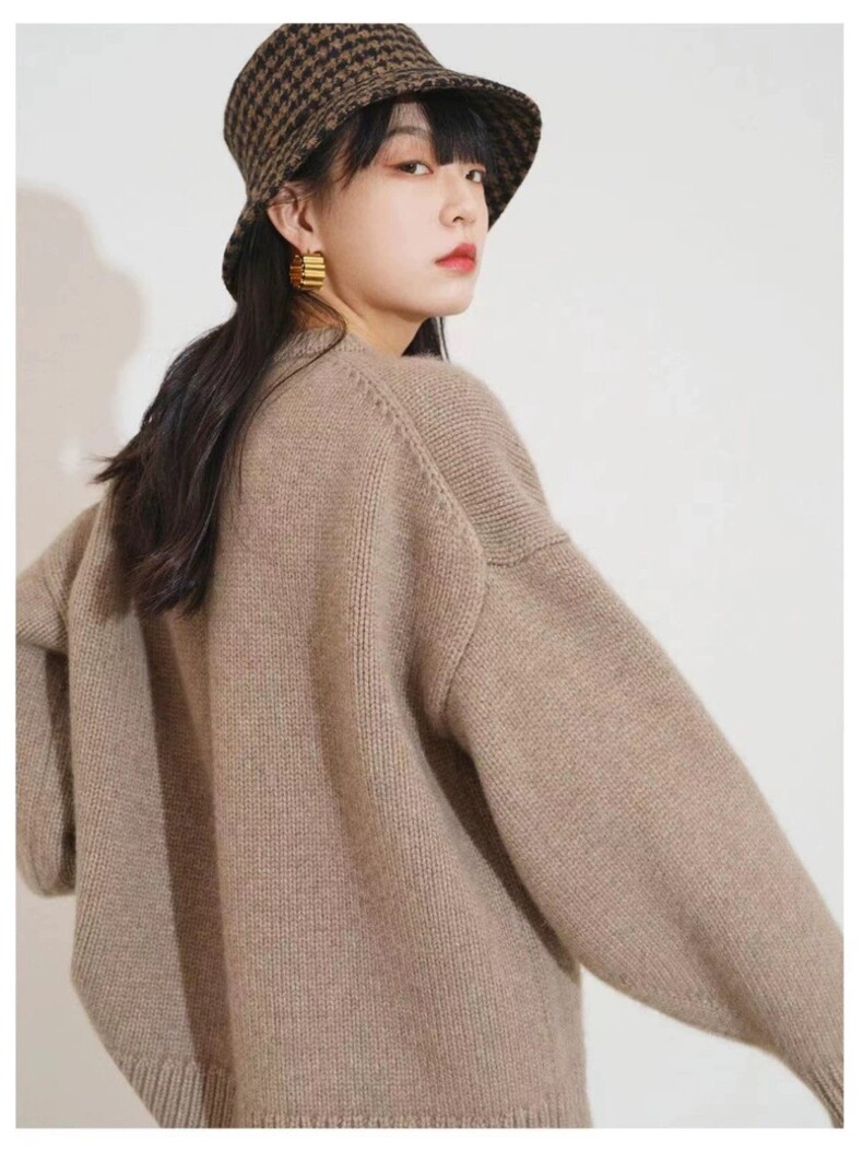 秋冬新款羊毛衫女圆领毛衣长袖保暖套头针织打底衫,女装羊毛衫,恩泰羊绒