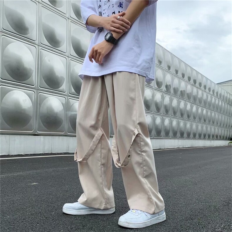 2023新款工装裤夏季薄款黑色宽松高腰直筒拖地阔腿裤 K1051-P38图片