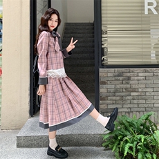 学院风格子西装套装女2025春秋新款小个子设计感减龄半身裙两件套，女装套装/套裙，2C230