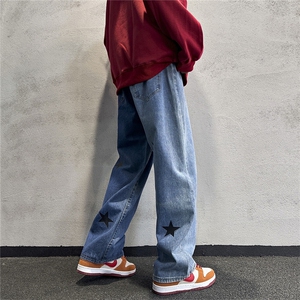 k1069-p55-控78 M-5XL 现货宽松cleanfit牛仔裤港风高阶黑暗牛仔图片
