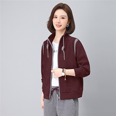 连帽卫衣外套早秋新款2025宽松洋气大码运动减龄中年妈妈韩版上衣，女装短外套，涵誉