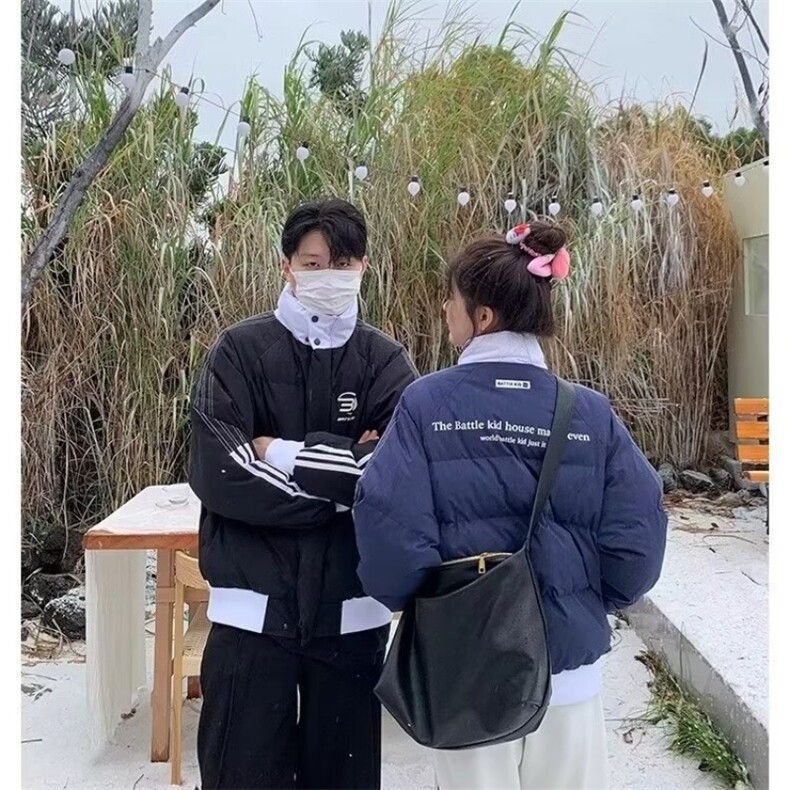 潮棉衣棉服女冬季情侣学院风保暖美式宽松运动条纹撞色小众棉袄,男装棉衣,星座218-1（原230）