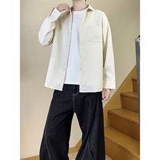 CS043-P35后外工字摺男女通勤百搭秋季长袖衬衣，男装衬衫，电商A178