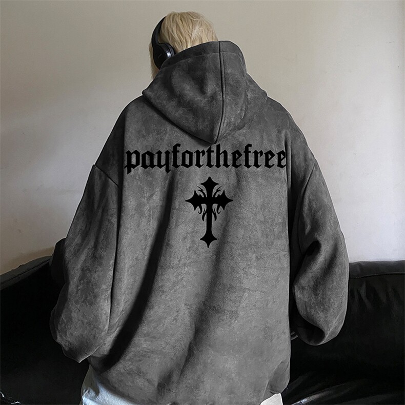 重磅麂皮绒卫衣男春秋季痞帅美式oversize宽松JK23417特批45-控78，男装卫衣，星座605(原A050)