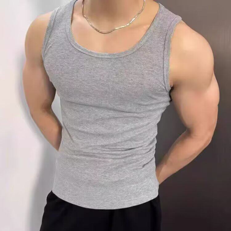 运动健身竖条纹背心男春夏季潮牌凉感修身显肌肉cleanfit无袖T恤,男装T恤,星座603-2