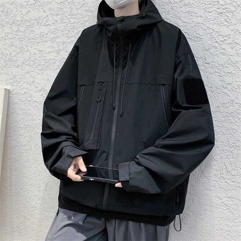 中性风工装冲锋衣男高品纯色宽松夹克外套DSA157B-J91-P60图片