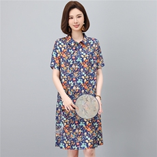 高端棉麻连衣裙女2026夏季新款宽松休闲中年妈妈薄款碎花裙子，女装连衣裙，独衣靓