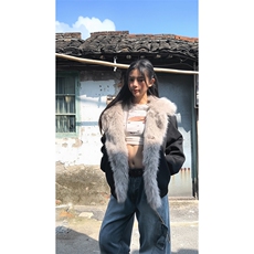 现货重磅硬挺boxy羽绒棉衣座山雕大毛毛领洗水麂皮棉服冬外套，男装棉衣，电商A486-1