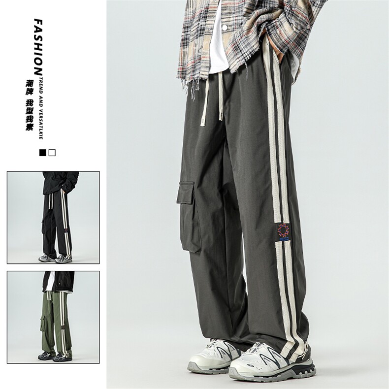 重磅条杠刺绣RIZZ潮牌街舞工装裤K8090P6088,男装工装外套,星座914-1